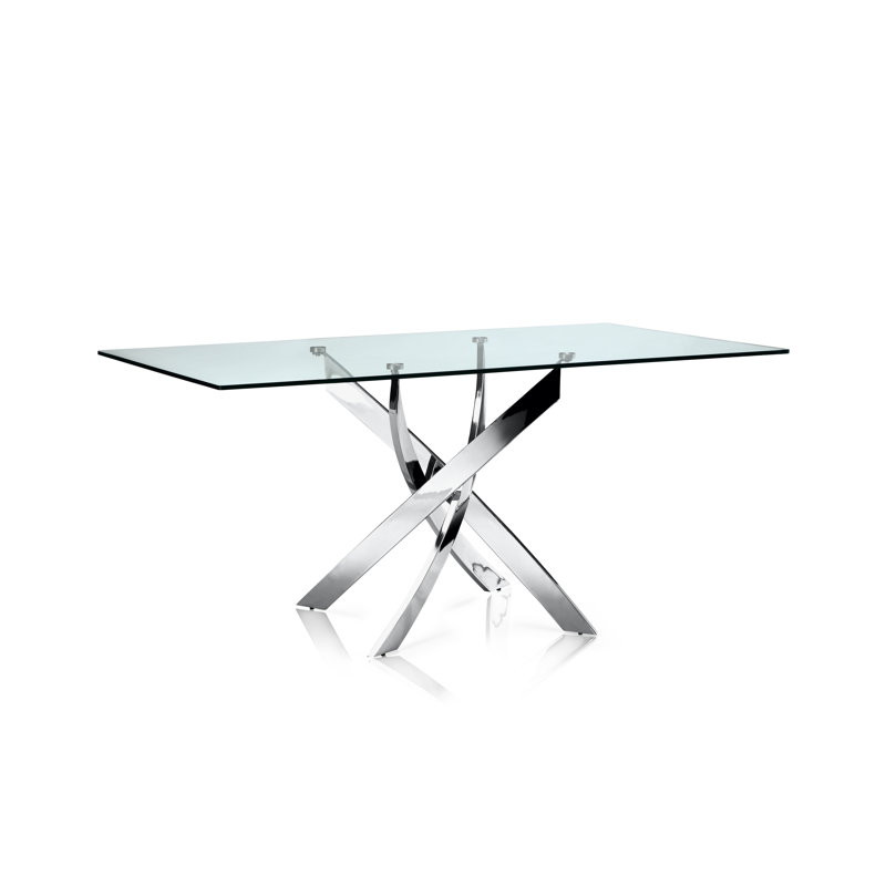 Ponemah Glass Top Metal Base Dining Table