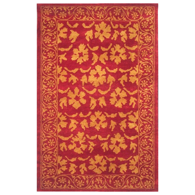 Tapis de zone en laine 5 pi x 8 pi noué la à la main one-of-kind Zapata