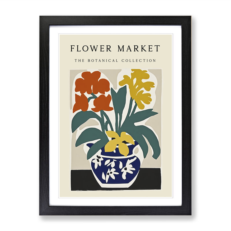 The Botanical Flower Market Exhibition No.9 - Single Picture Frame Print on Wood, 64cm H x 46cm W x 2cm D