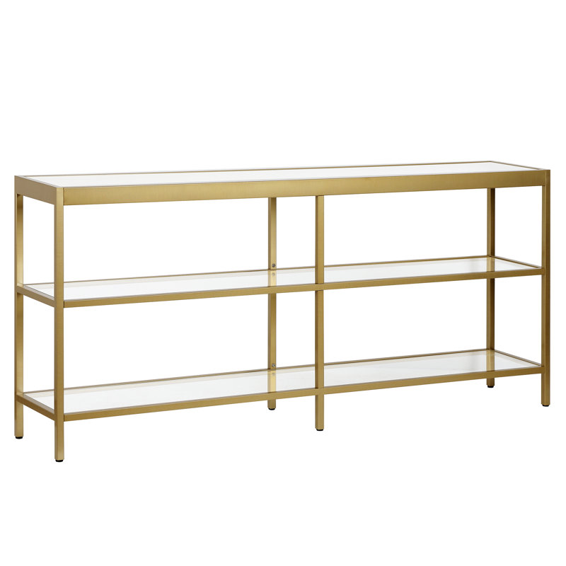 Alexis 162.6cm Glass Top Console Table, Brass