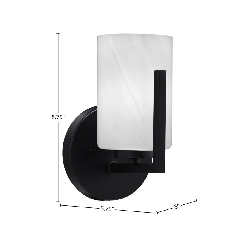 Dayberry Wall Sconce Shown With 4" Glass, Marble Glass, Matte Black