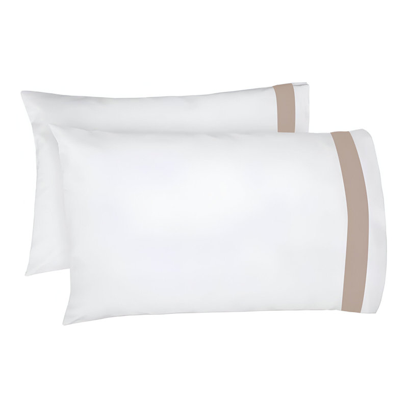 400TC Cotton Sateen Border Frame Cotton 4 Piece Sheet Set Fitted Sheet Fits Upto 16" Deep Pocket, Taupe, Queen Sheet Set
