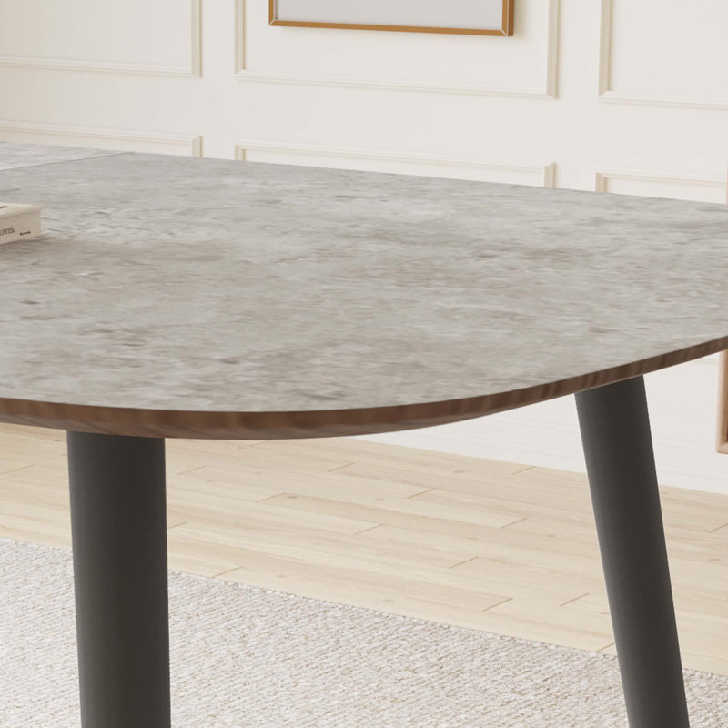 Rectangular Table, Modern Dining Kitchen Table, Gray/Gray, 29.9" H x 55.1" L x 31.5" W