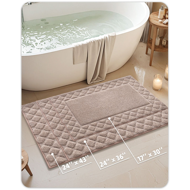 Microfiber Non-Slip Backing Bath Rug, Brown, Single - 43" L x 24" W