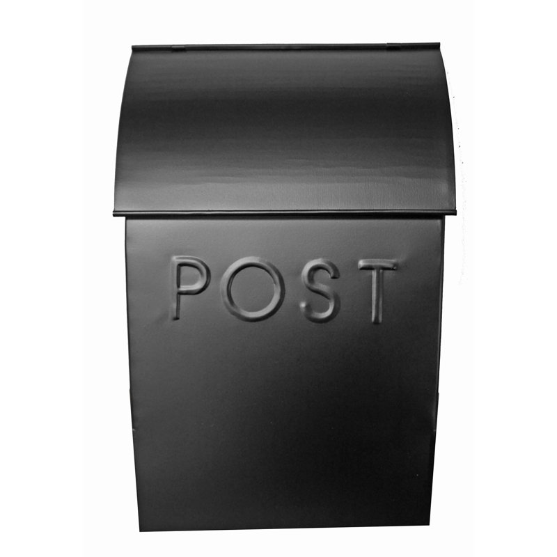 Black Powder Coated Metal Wall Mounted Mailbox with Newspaper Holder