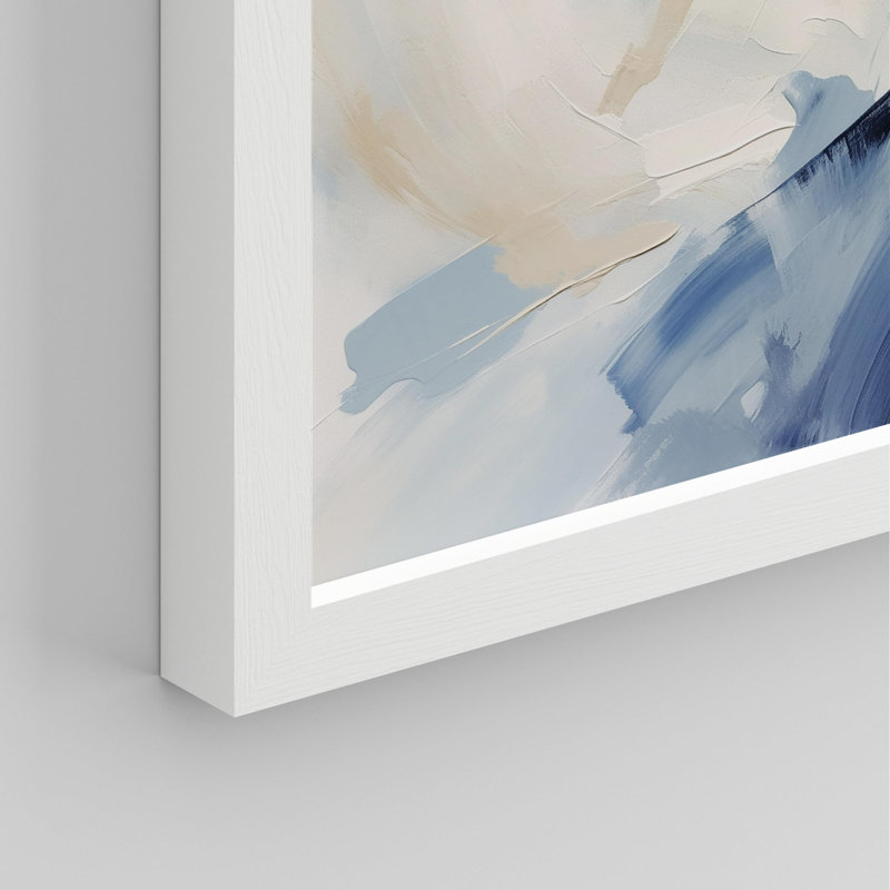 "Illustration abstraite dynamique en bleu et blanc" sur papier, Blanc, H 10 po x l 8 po