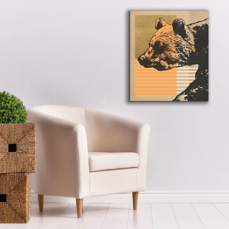  «Gold Geometric Bear 1» par Alonzo Saunders, art mural sur toile, 26 po x 30 po, H 30 po x l 26 po