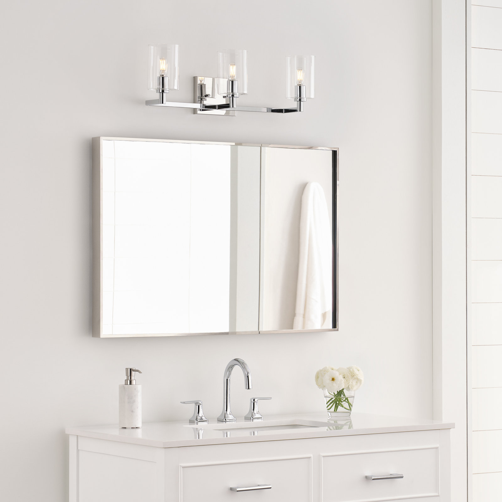 Signe 3 Light Dimmable Vanity Light, Chrome
