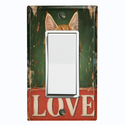 Couvercle de plaque d'interrupteur en métal; Chaise berçante GFI 1 taille US standard - Love Cat