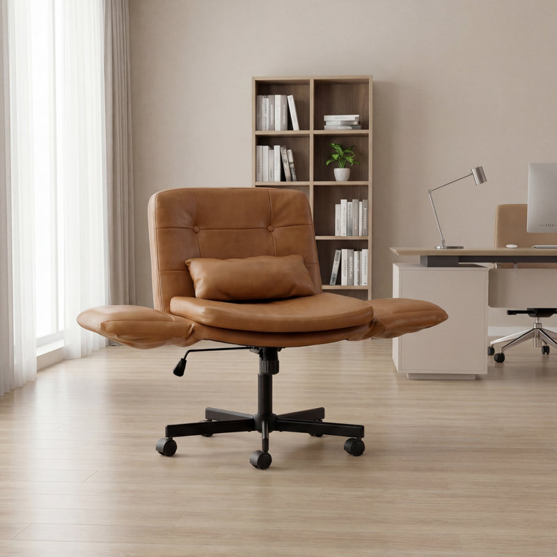 Chaise à pieds croisés avec accoudoirs rabattables Criss, Brun