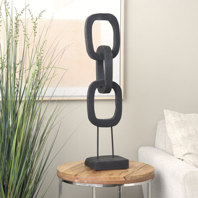 Grande sculpture à 3 maillons en bois de teck Roelfiène