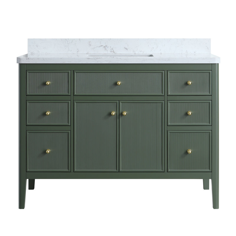 Meuble-lavabo autoportant élégant et moderne - Bois massif avec plateau en marbre pour salles de bain luxueuses
