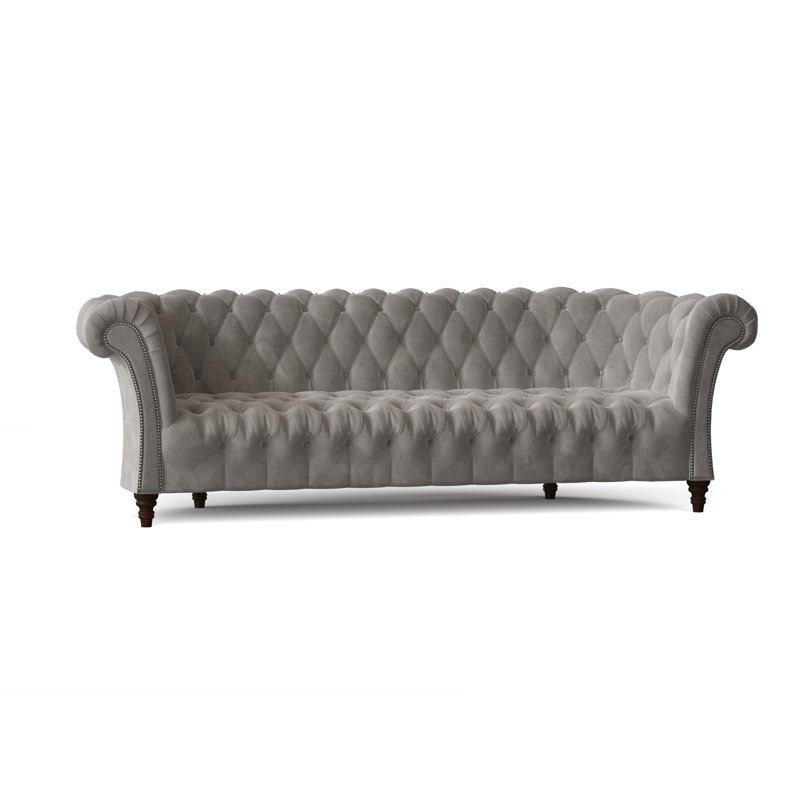 Canapé Chesterfield à accoudoirs roulés, Lapis Lena, Noyer, 72 pouces