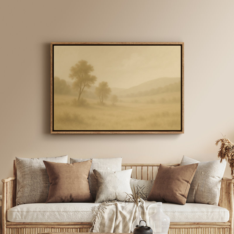 Art mural sur toile encadrée, "Misty Prairie Tree", impressions murales pour chambre à coucher - 16 po x 24 po, 16" H x 24" W