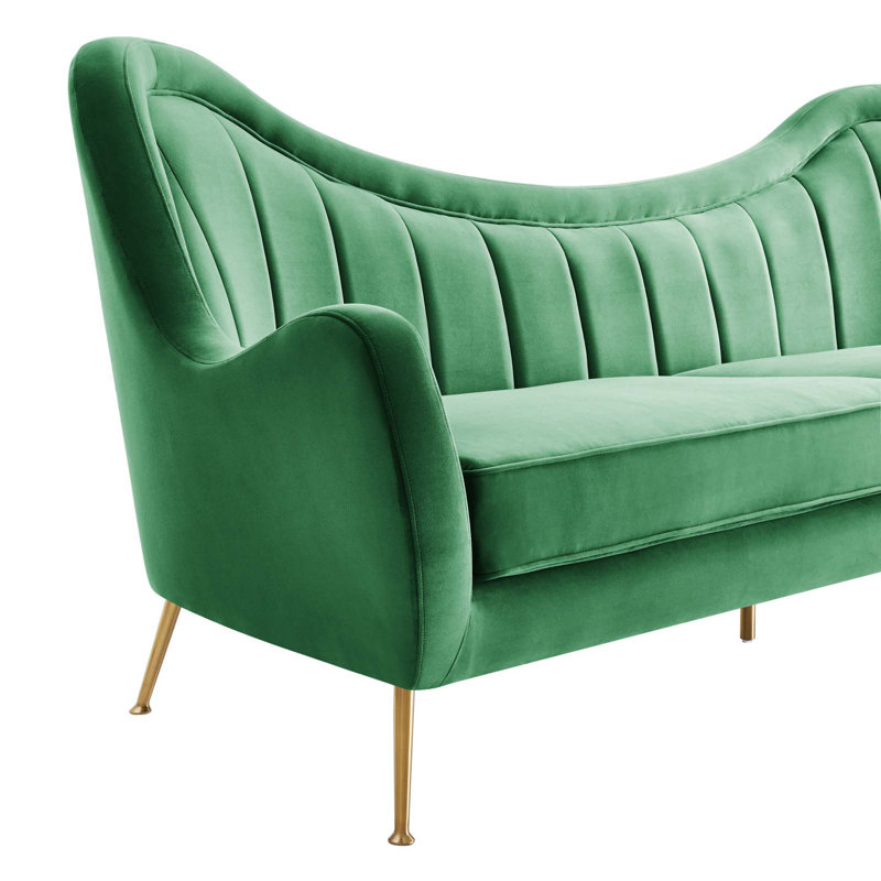 Cheshire Channel Tufted Performance Velvet Sofa, Emerald Velvet