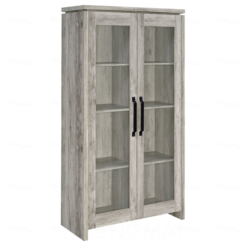 Armoire haute Myerson Grey Driftwood à 2 portes en bois d'ingénierie