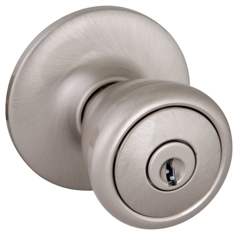 Bouton de porte d'entrée Tulip, Nickel satiné, Loquet à double verrouillage