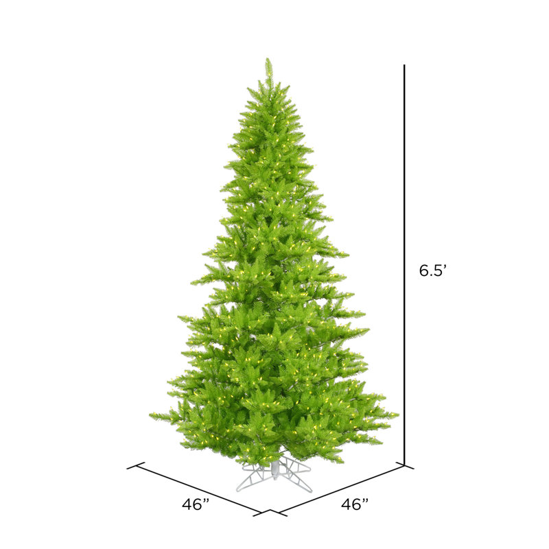 Lime Fir Artificial Christmas Tree withLED Lime Lights with Stand, 6.5' H x 46" W, Pre-Lit