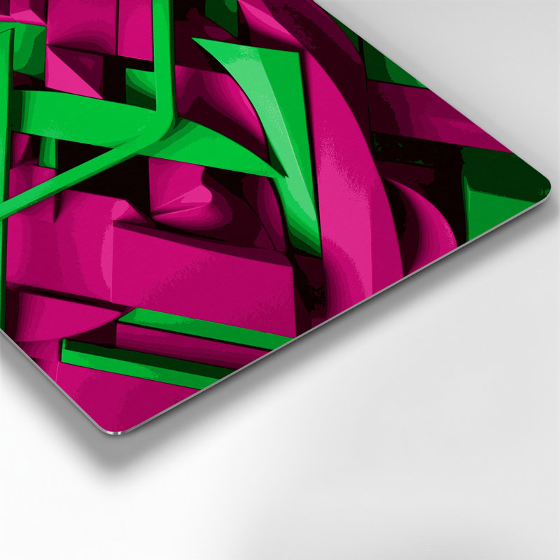 «Geometric Abstraction 43», art mural en métal rose, H 12 po x l 12 po