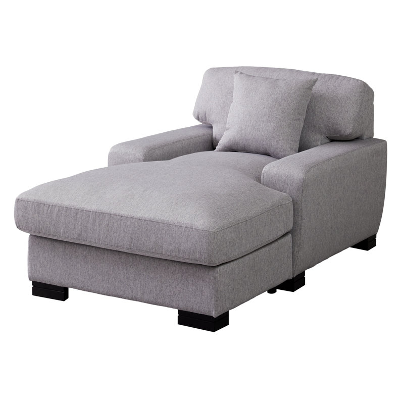 Chaise longue rembourrée Yulinda, 100% Linen Grey