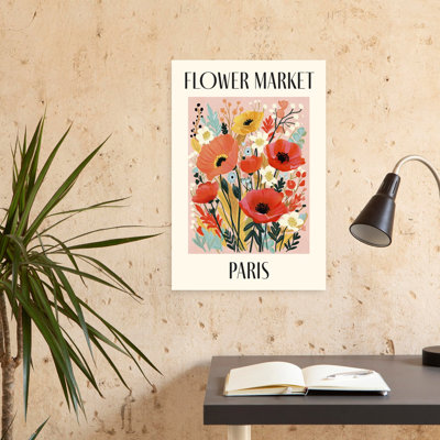 Art contemporain contemporain rétro minimaliste fleur de coquelicot