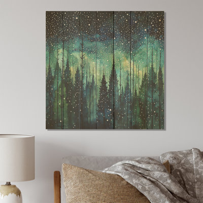 Green Winter Forest Wonderland - Fruits On Wood Print
