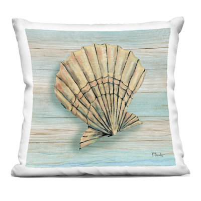 Coussin Coastal Teak Clam Shell