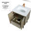 24 po W, meuble-lavabo rustique blanc, comptoir en quartz blanc, robinet simple de contrôle en or rose et meuble-lavabo de 18 miroirs avec comptoir, arrondi