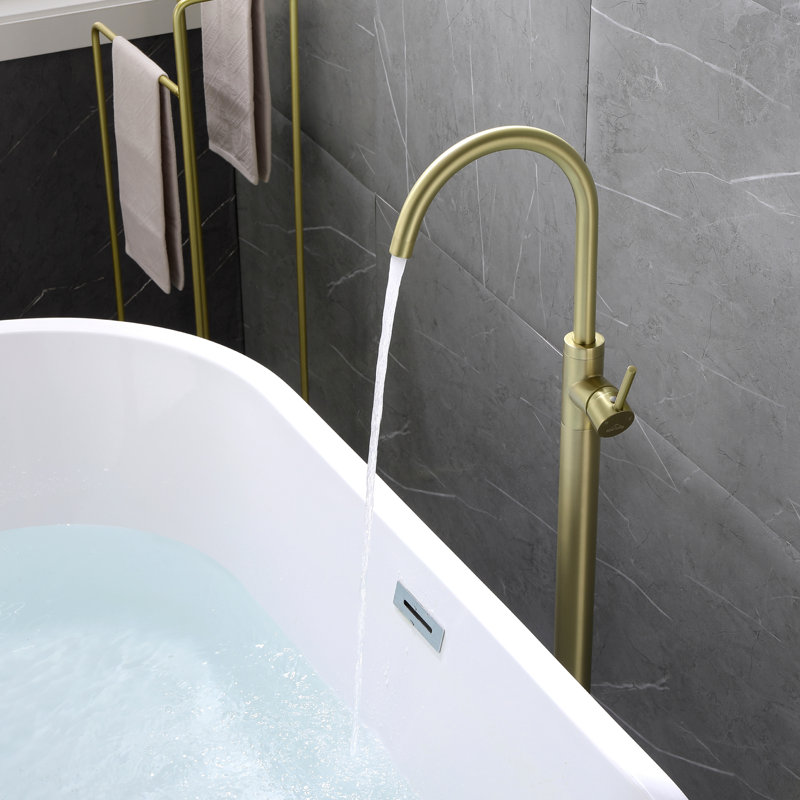 1 Handle Bathroom Freestanding Tub Filler, Brushed Gold
