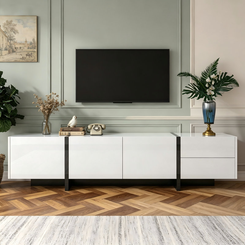 Unfinished TV Stand for TVs up to 85" with Fireplace Included