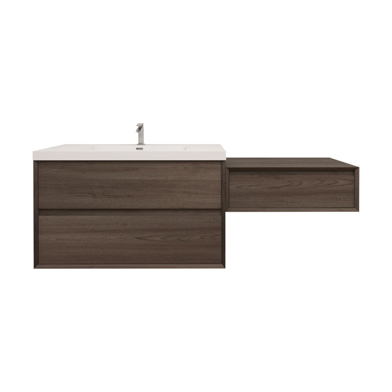 Aliki 60" Wall Mounted Vanity With Reinforced Acrylic Sink, Red Oak