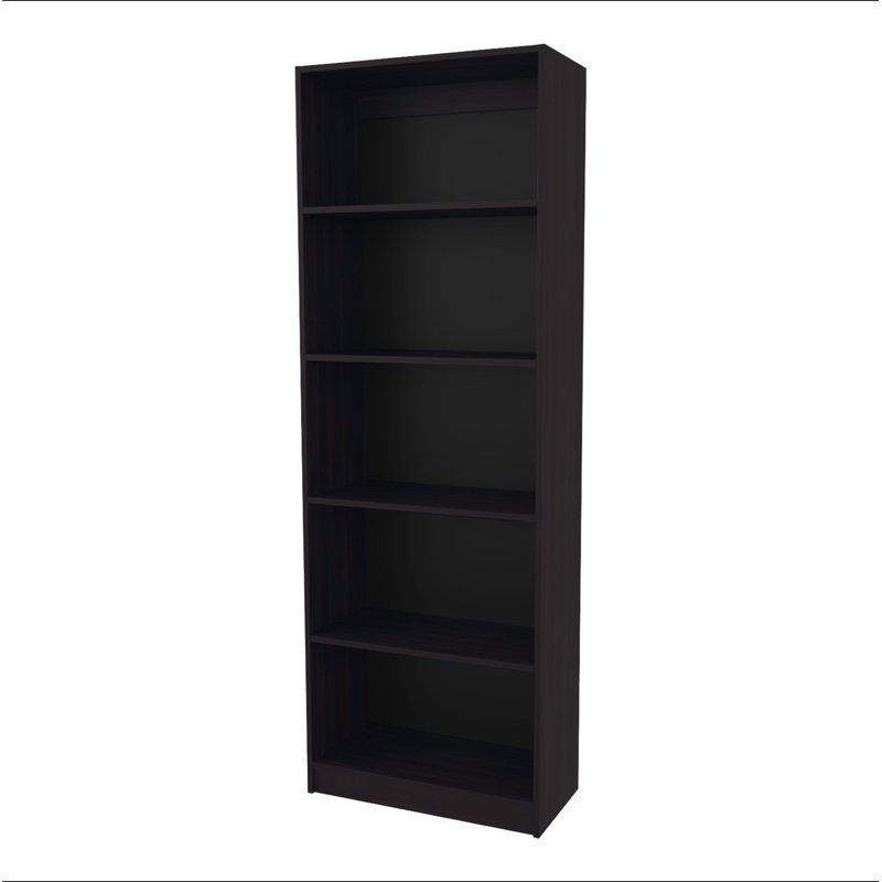 Bibliothèque en noyer teinté avec rangement ouvert et 5 tablettes, Walnut