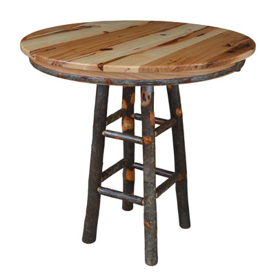 Table de bar ronde en hickory de 33 pouces, de style rustique
