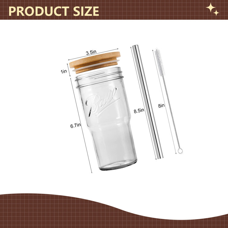 Eternal Night 24oz. Glass Travel Tumbler Straw