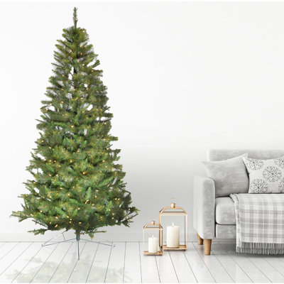 Christmas Time Half Christmas Tree with Warm White LED Lights