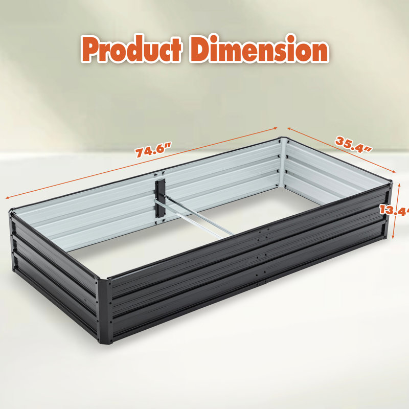 Galvanized Raised Bed 6X3x1 Ft, Black Outdoor Planter For Vegetable And Flower Cultivation, Open Base Root Freedom Drainage 6 - Foot Long Metal Garden Bed, Growing Vegetables, Herbs Succulents, Rust