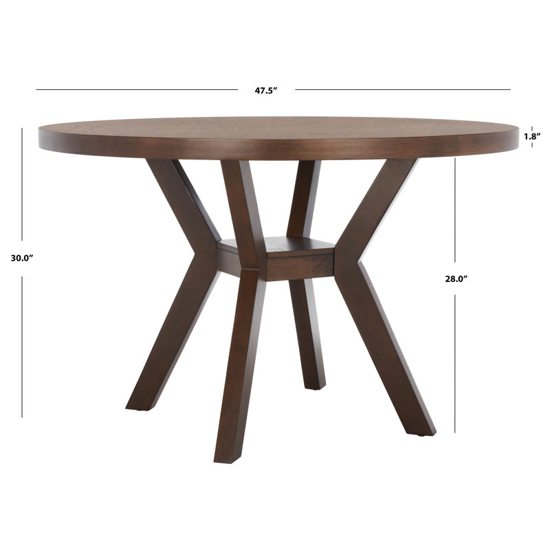 Luis Round Black Oak Wood Dining Table for Six