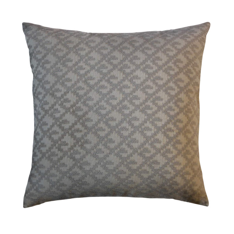 Oreiller Tadewi Crewel, 26 po x 26 po, Argent/Gris, Coussin décoratif