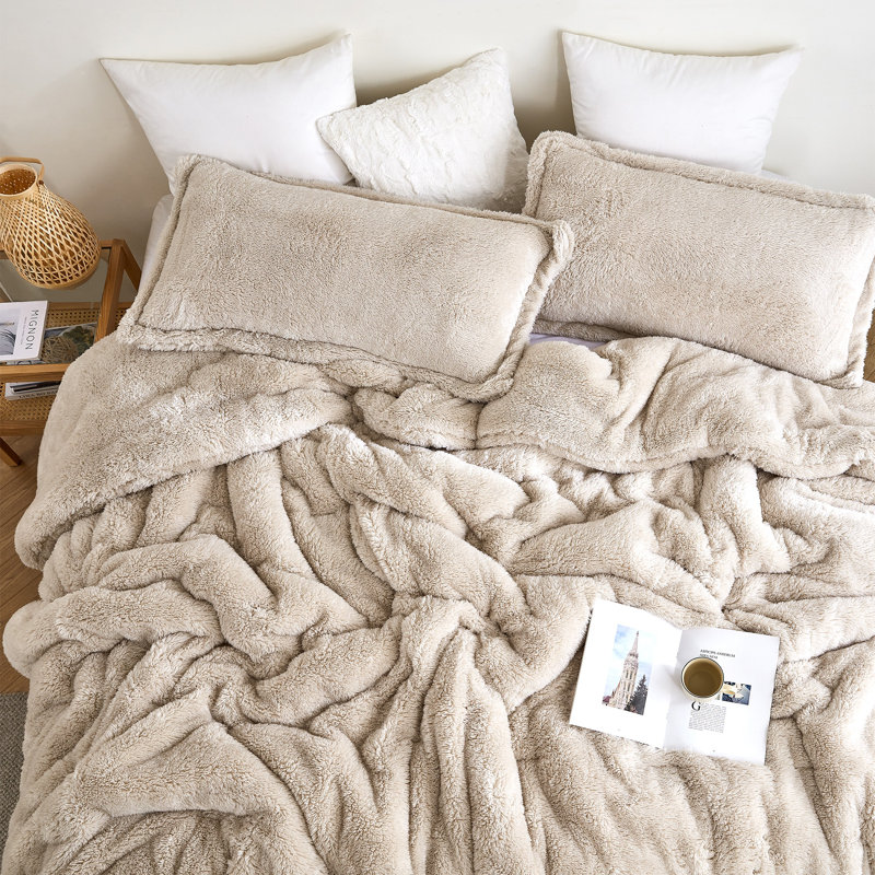 Coma Inducer Original Plush Fluffy Oversized Comforter, Full / Double Comforter, White Sands
