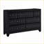 Commode moderne en velours capitonné à 7 tiroirs | Noir | Bois-122056196