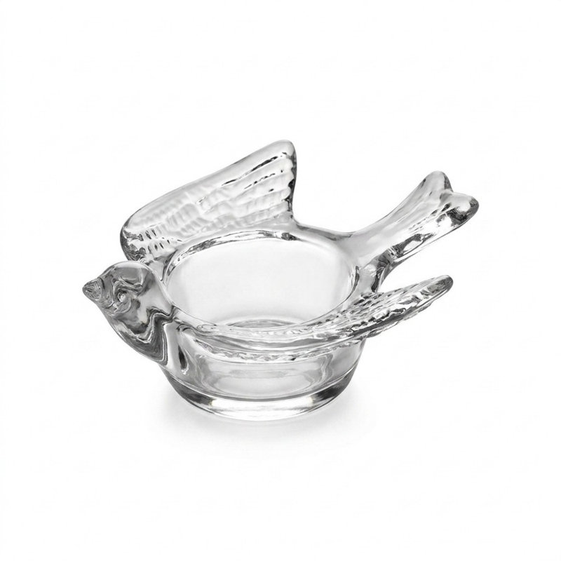 Bougeoir en verre en forme d'oiseau