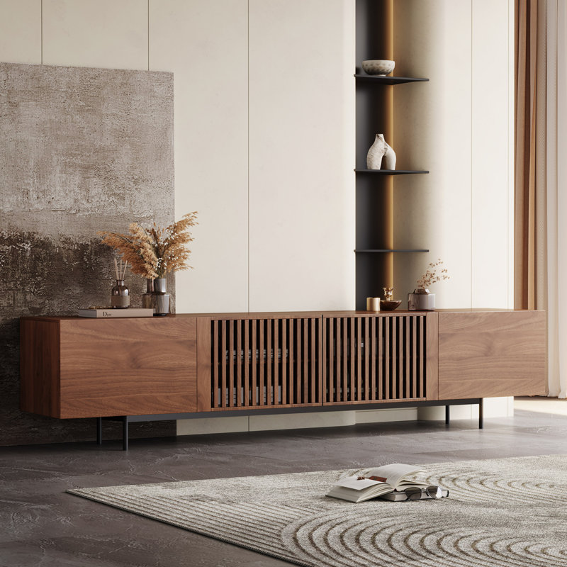 Meuble télé extra long Roanoke de 94,48 po pour console multimédia à lattes de 100 po
