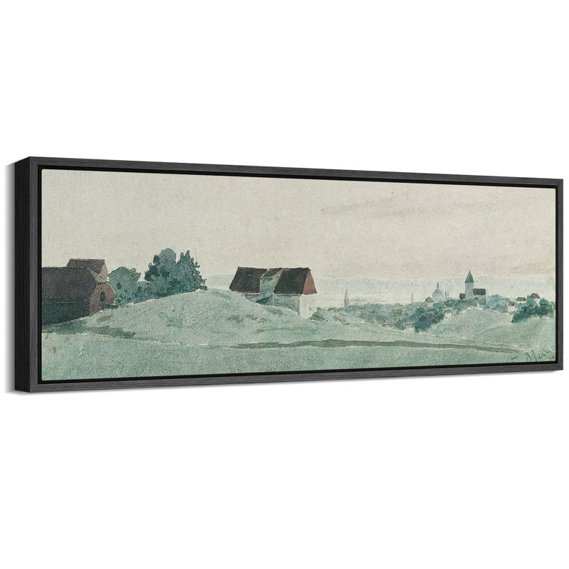 Rustique, campagne, village rétro, aquarelle, ville européenne classique, H 20 po x l 60 po, Noir, noir, noir, noir