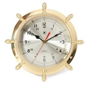 PORTHOLE CLOCK- PAPERWEIGHT, GOLD