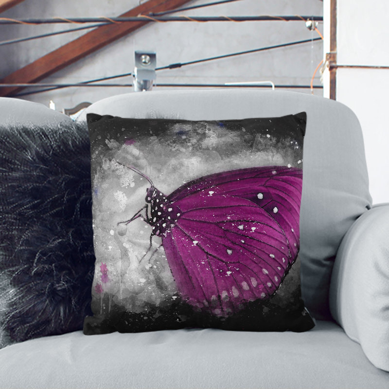 Butterfly upon a Flower Paint Splash Cushion with Filling, 55cm H x 55cm W x 20cm D