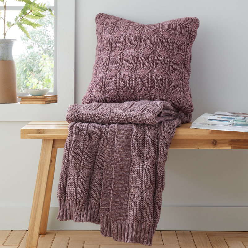 Chunky Marl Knit Cosy Cushion Cover, Purple