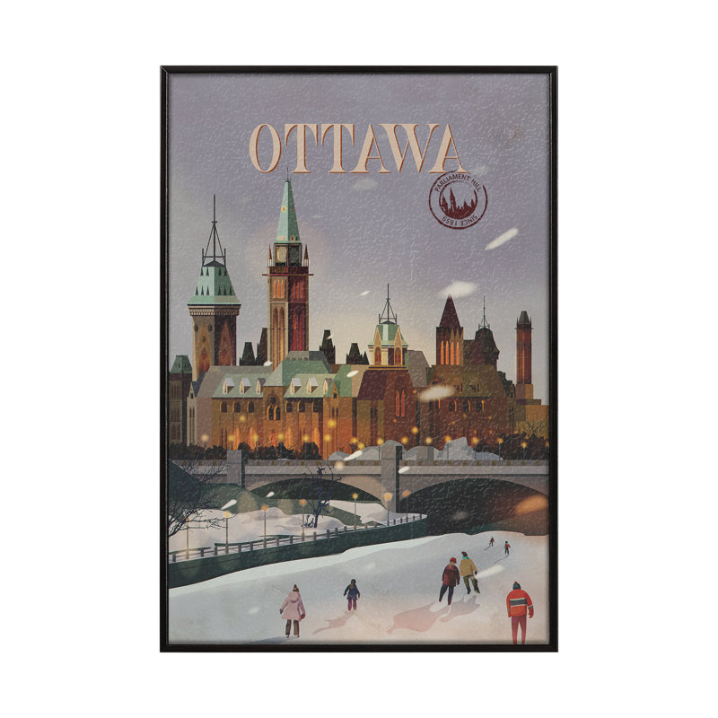 Ottawa Ottawa par Simone, reproduction d'art encadrée sous verre, Cadre flottant noir, H 15,5 po x l 10,5 po x P 1,5 po