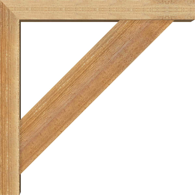 Traditional Block Bracket w/ Offset Brace, 20 x 20, 4"W Western Red Cedar (Rough Sawn)