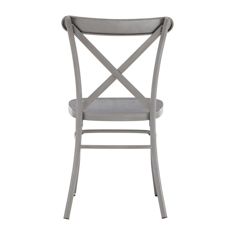Chaise d'appoint en métal Aliha, Gris antique