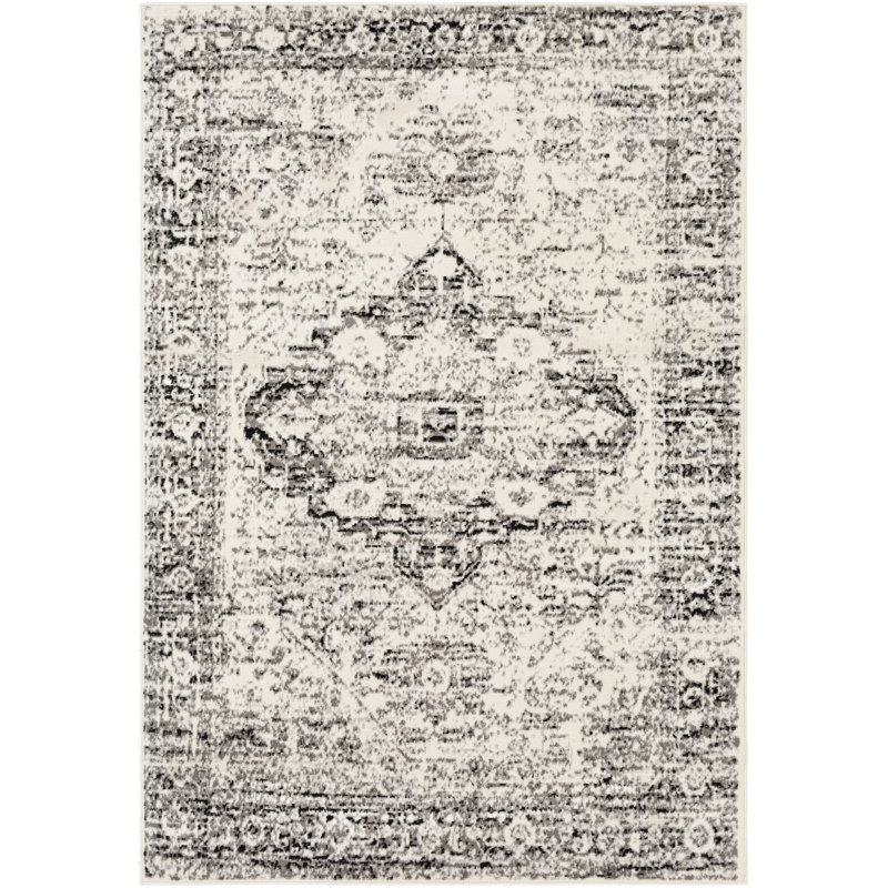Tapis oriental gris / noir Janicki, Rectangle 6 pi 7 po x 9 pi